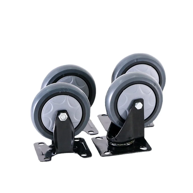 Wyj Platform Trolley Casters Gray TPR Casters Directional Casters Universal Casters Steering 4-Inch 5-Inch