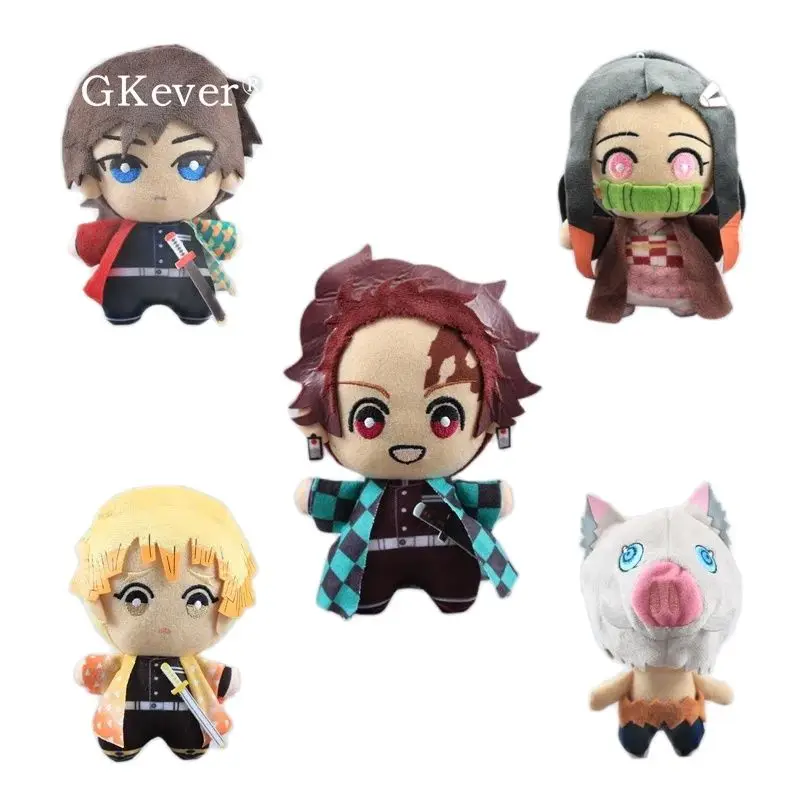 

5 Styles Demon Slayer Kamado Tanjirou Kamado Nezuko Hashibira Inosuke Giyuu Plush Pendant with Keychain Soft Dolls 15 cm