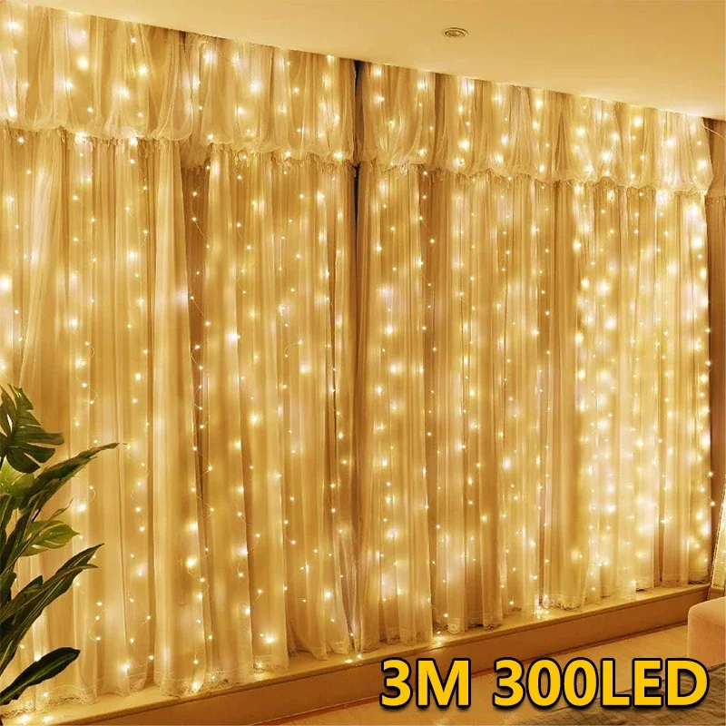 

3M LED Lights String Fairy Decoration USB Holiday Curtain Garland Lamp 8 Mode For Home Garden Christmas Party New Year Wedding