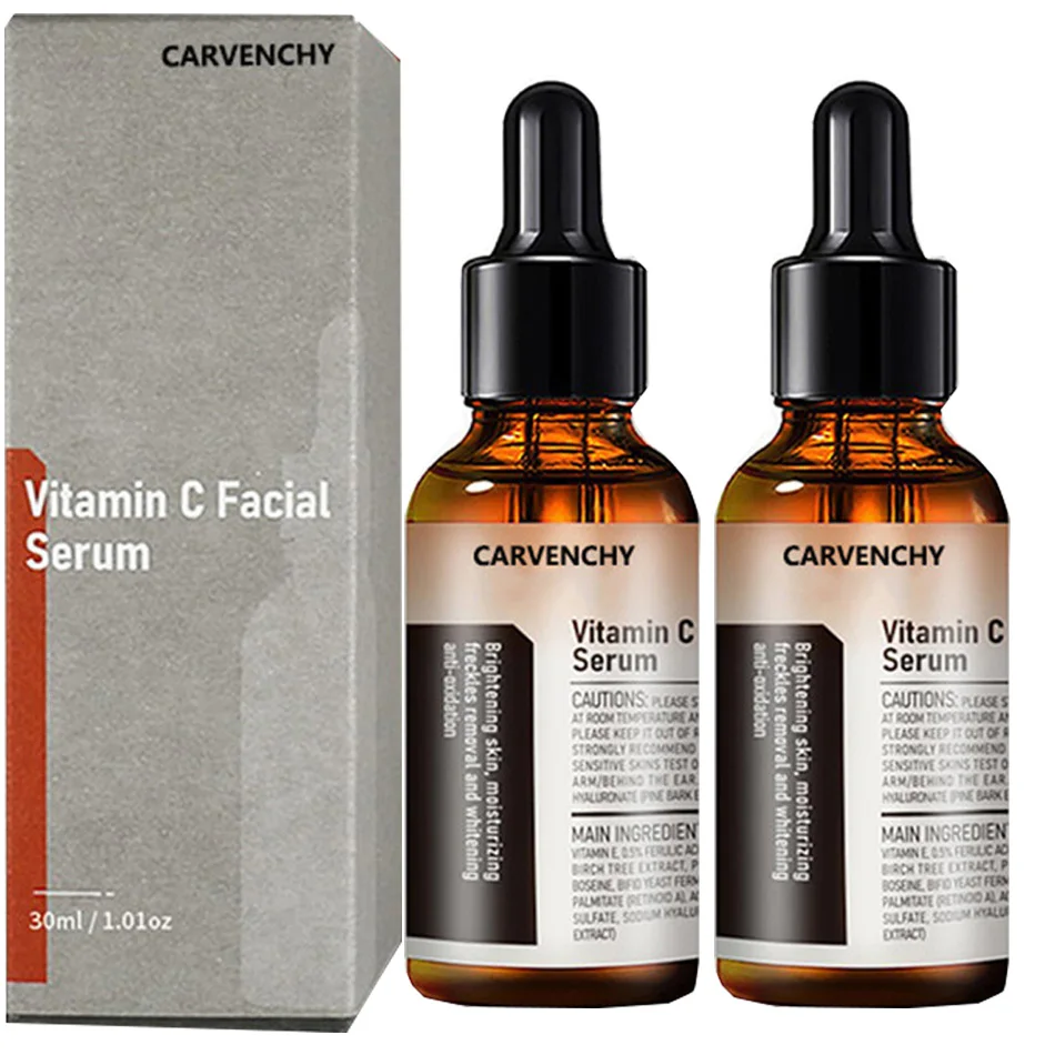 Siero alla vitamina C da 2 pezzi per viso e occhi con acido ialuronico e vitamina E - Siero schiarente, macchie scure, zona occhi, rughe 1