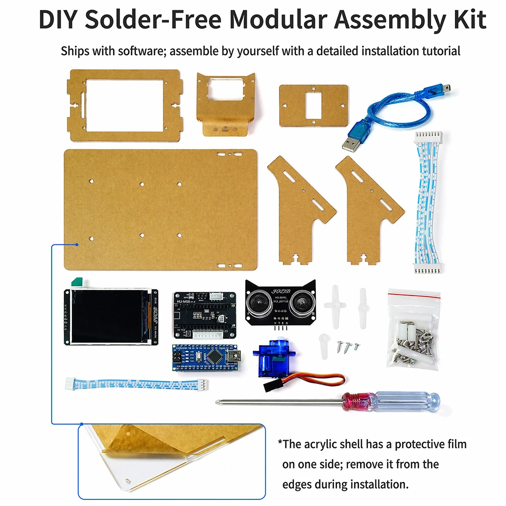 Kit Scanner Radar a Ultrasuoni Open Source Fai-da-te con Display LCD e Scansione in Tempo Reale per Progetti Maker e Apprendimento della Programmazione