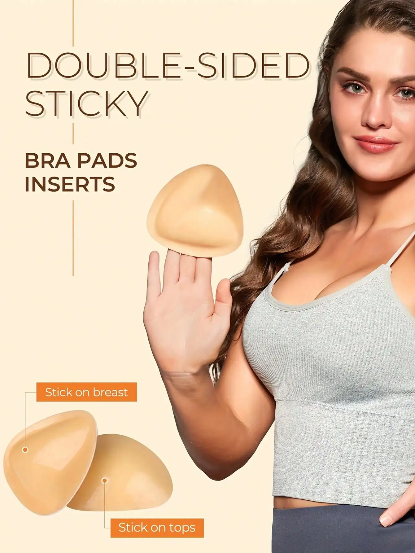 2/1Pairs Double-Sided Sticky Bra Inserts,Snowy Sticky Bra Inserts,Sticky Bra Push Up, Self Adhesive Pads Ultra Instant Lift Bra 2