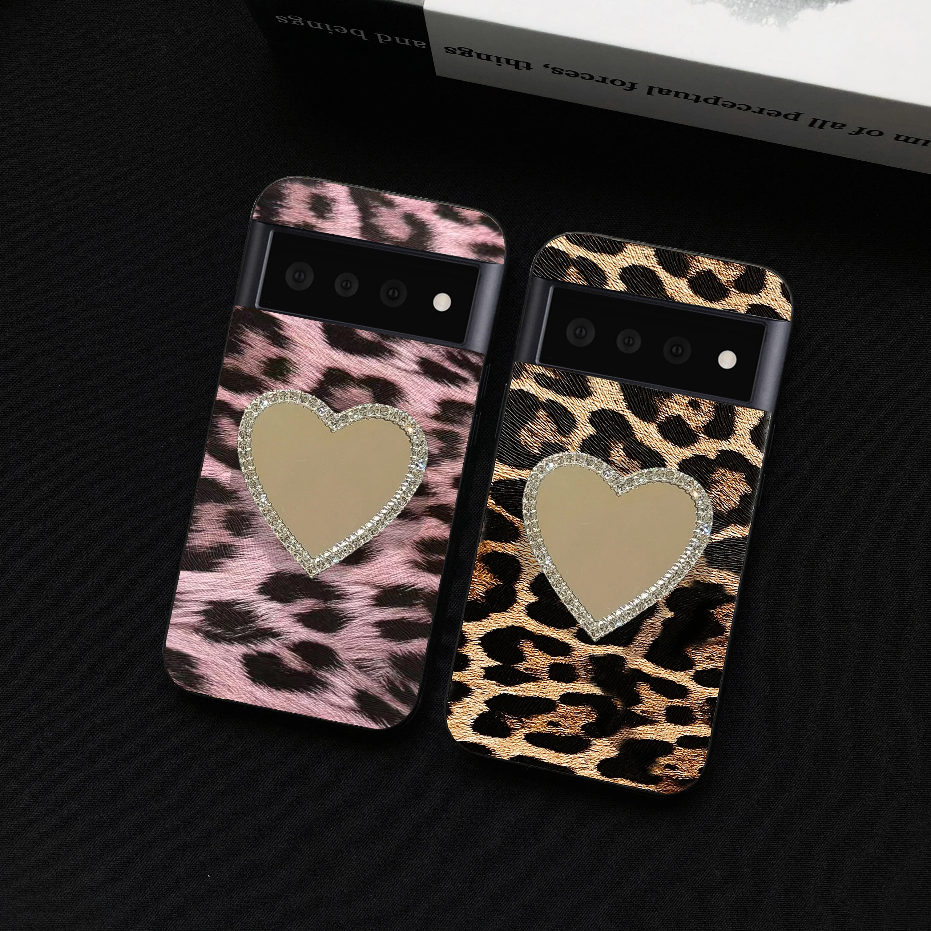 Luxury Leopard Heart Mirror Phone Case - Soft TPU Cover