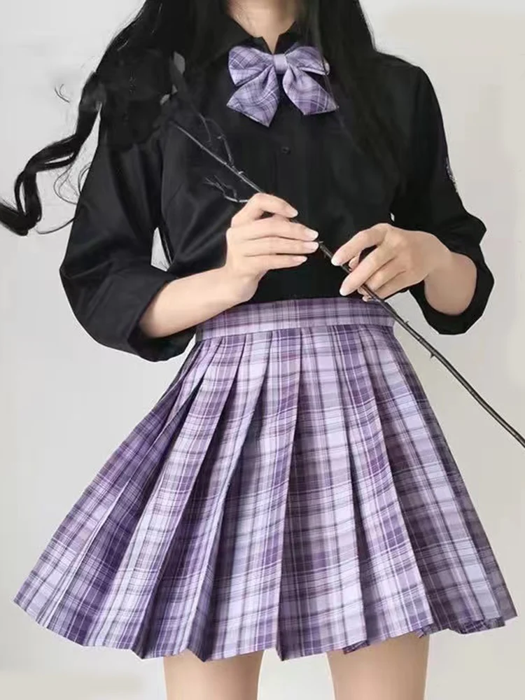 JMPRS Plaid Women Pleated Skirt Bow Knot Summer High Waist Preppy Girls Dance Mini Skirt Cute A Line Harajuku Sexy Japan Faldas 4