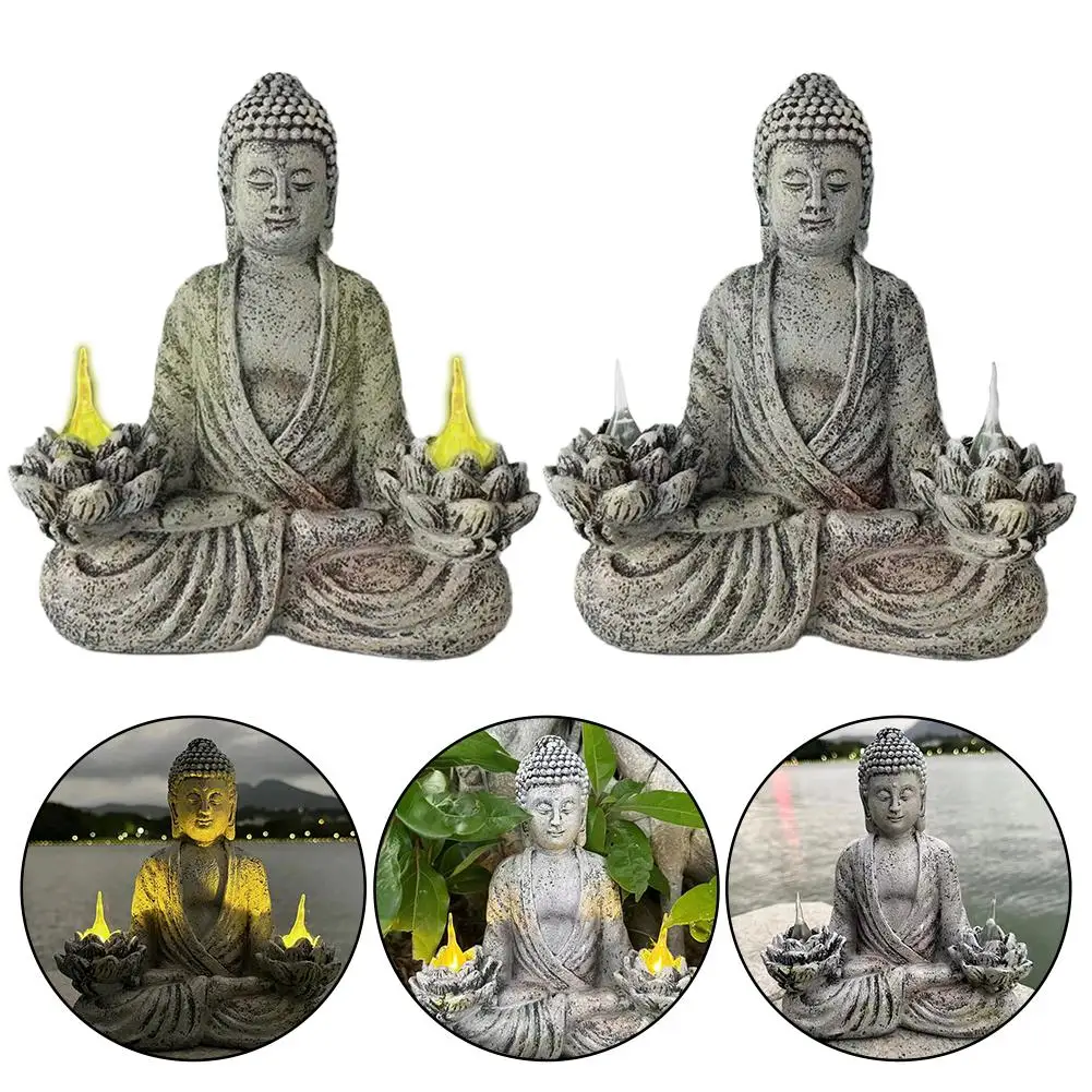 Buddha Statue Solar Lights For Home Decor - Zen Garden Buddha Statue Outdoor Spiritual Meditation Patio Yard Lawn Decor New