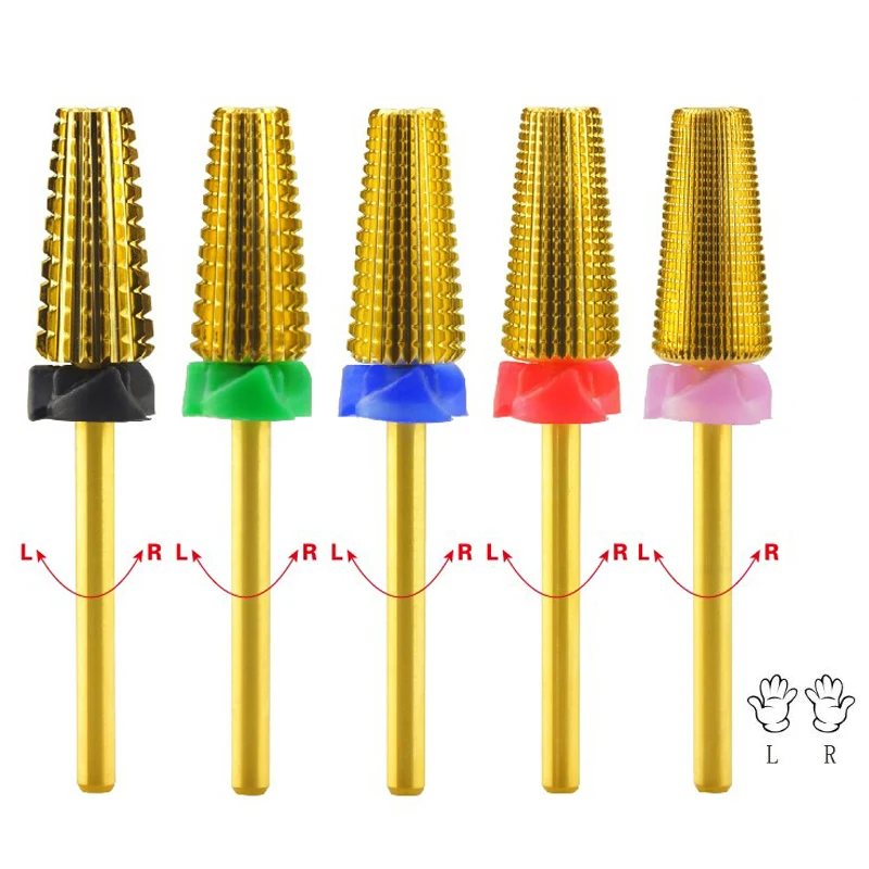 New 5 IN 1 Carbide nail drill bits Two-way milling cutter nail art machine Equipment Accessory electric nail file