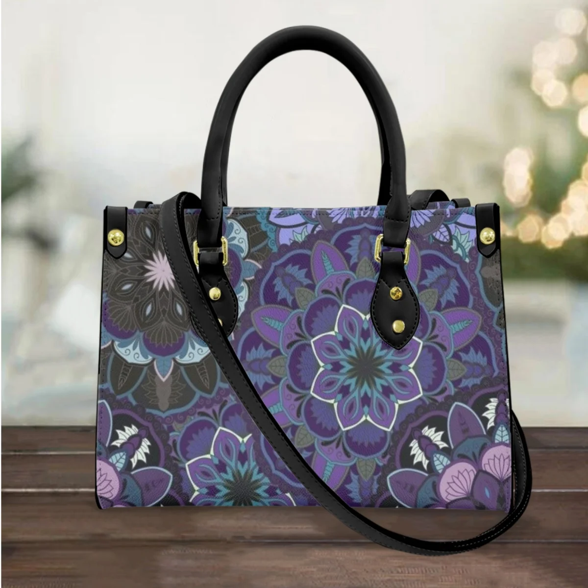 

FORUDESIGNS Retro Mandala Flower Shopping Bag Gift For Female Fashion Leather Ladies Handbags Commuter Shopping Bag Trend