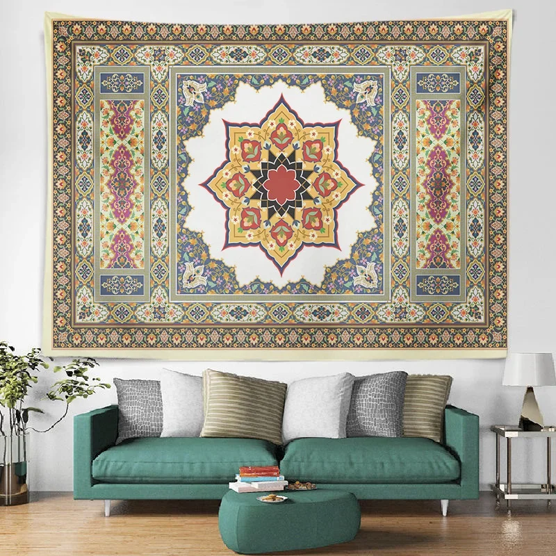 Persischer Wandteppich, Wandbehang, Stranddecke, Matratze, psychedelischer böhmischer Yoga-Matte, Mandala-Wandteppich – Detail 8
