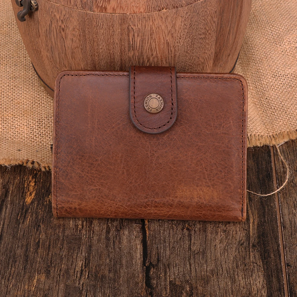 Leather men's wallet multi-card money clip Rfdi luxury wallet business retro leather Small coin purse men's Card holder bag