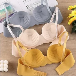 Sexy Bras Push Up Seamless Underwear Women Solid Color Wireless Lingerie Feamle One-pieces Gather Convertible Straps Brassiere