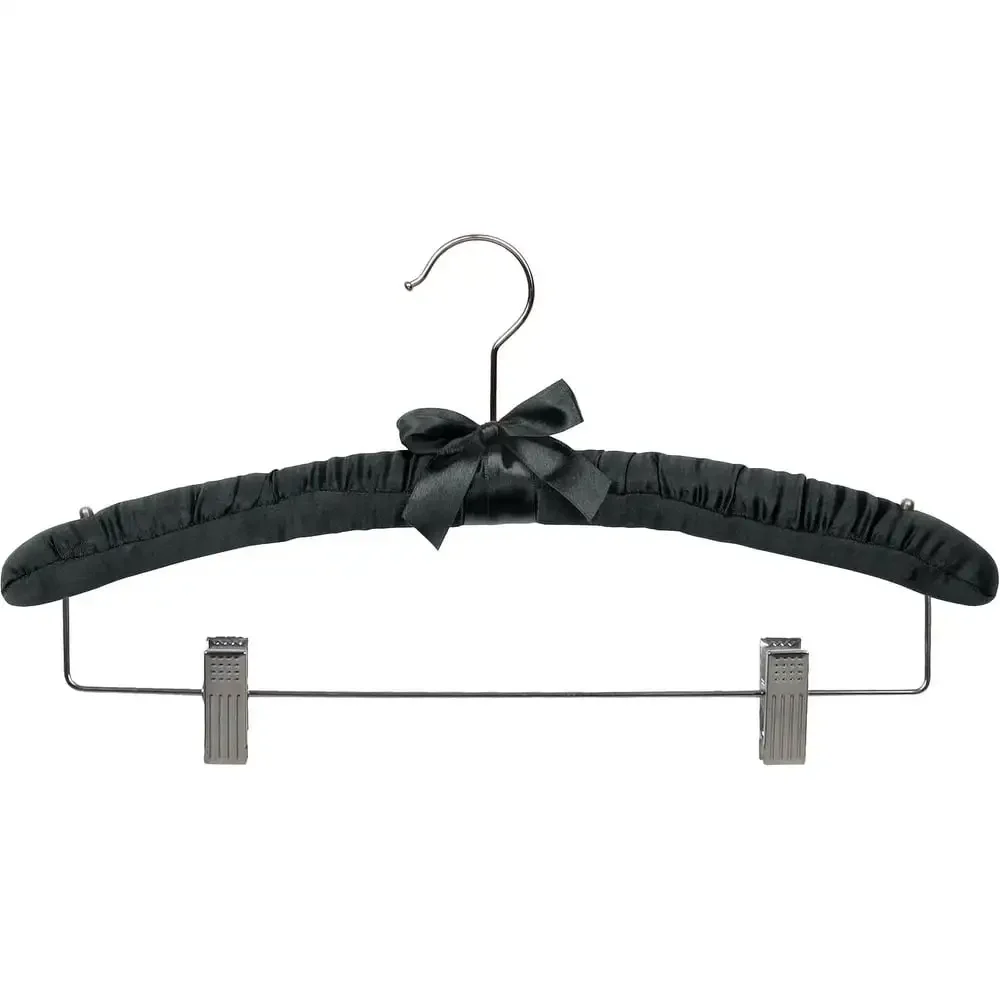 

International Hanger Satin Padded Combo Hanger, 12 Pack, Black