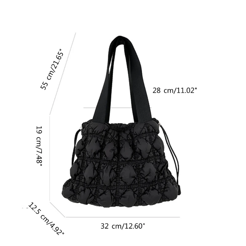 Stylish Large Capacity Tote Bag for Women Quilted Nylon Shoulder Bags Underarm Handbag