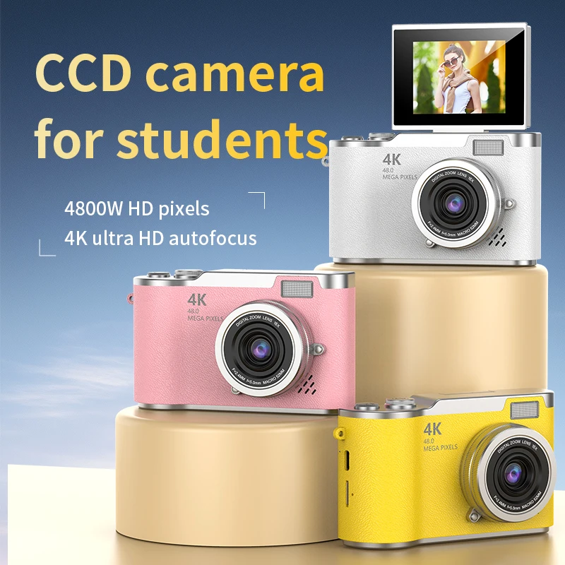 Digital Camera，2.4-inch HD rotating screen，4K video recording，800mAh battery capacity，48 megapixels，Beauty function，Ins  style