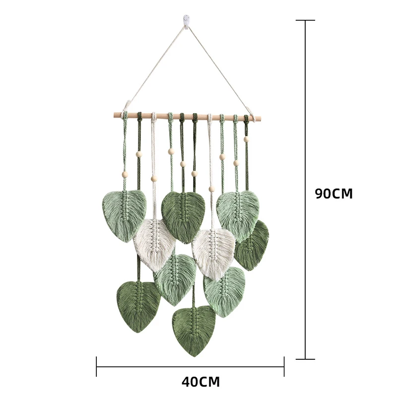 Leaves Tassels Hand-woven Macrame Wall Hanging Ornament Bohemian Craft Decoration Leaf Tapestry For Home Living Room Decors