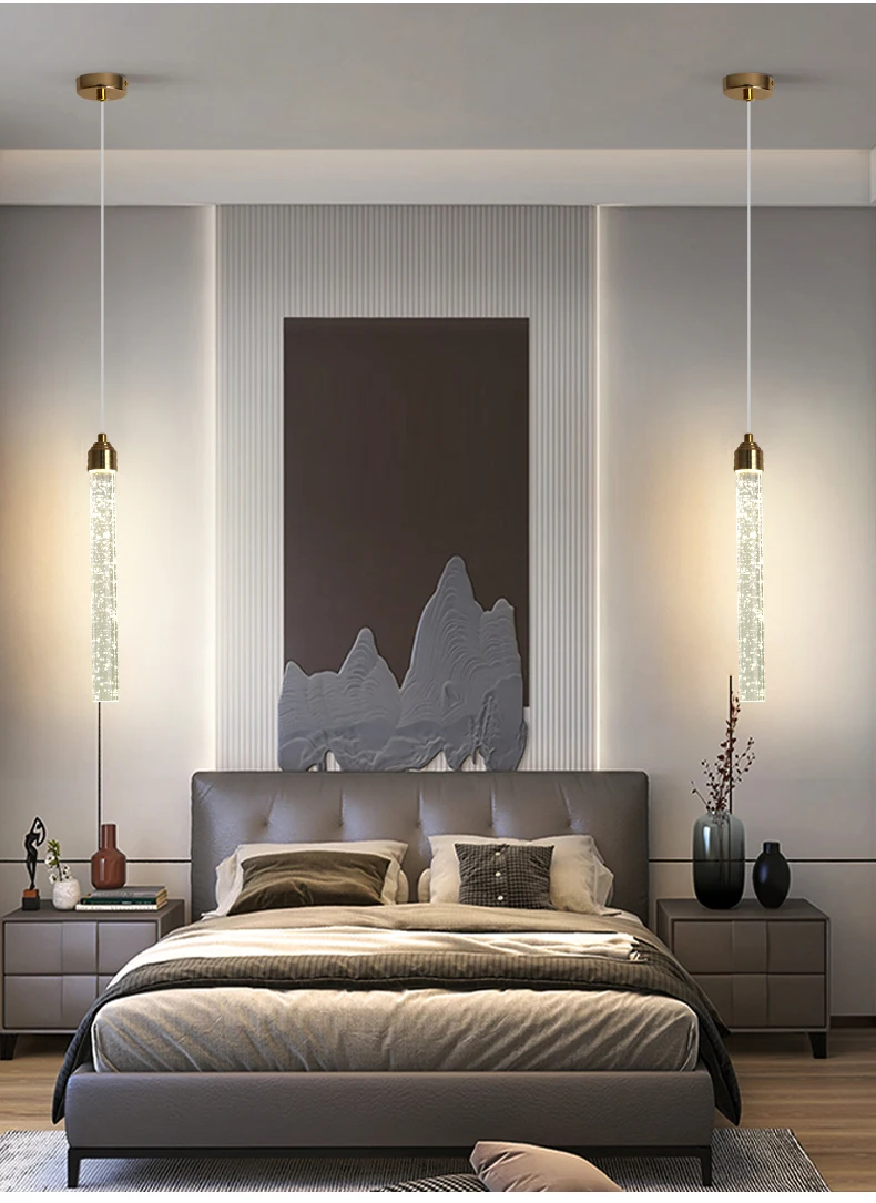 Luxury Crystal Pendant Light - Modern Gold Hanging Lamp for Living Room Bedroom Dining Room Decor