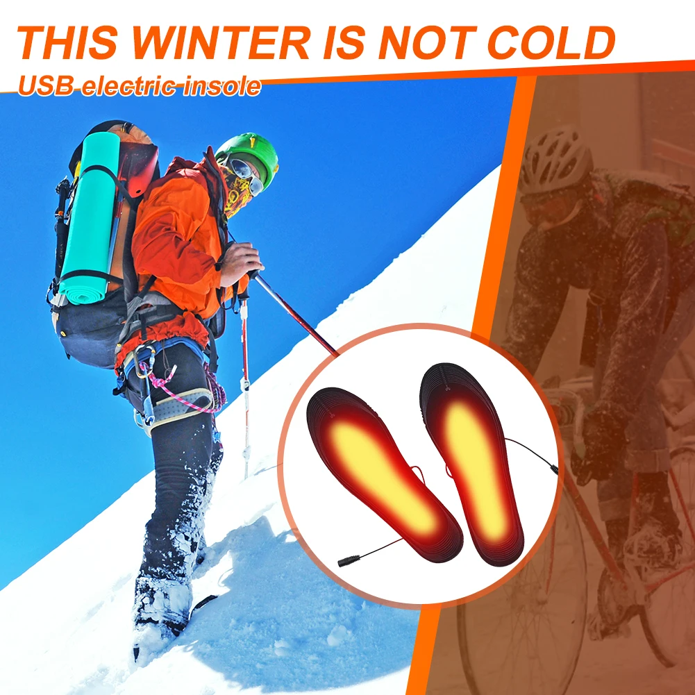 USB Heated Shoe Insoles Electric Foot Warming Pad Winter Feet Warmer Sock Pad Men Women Outdoor Camping Skiing Heating Insoles