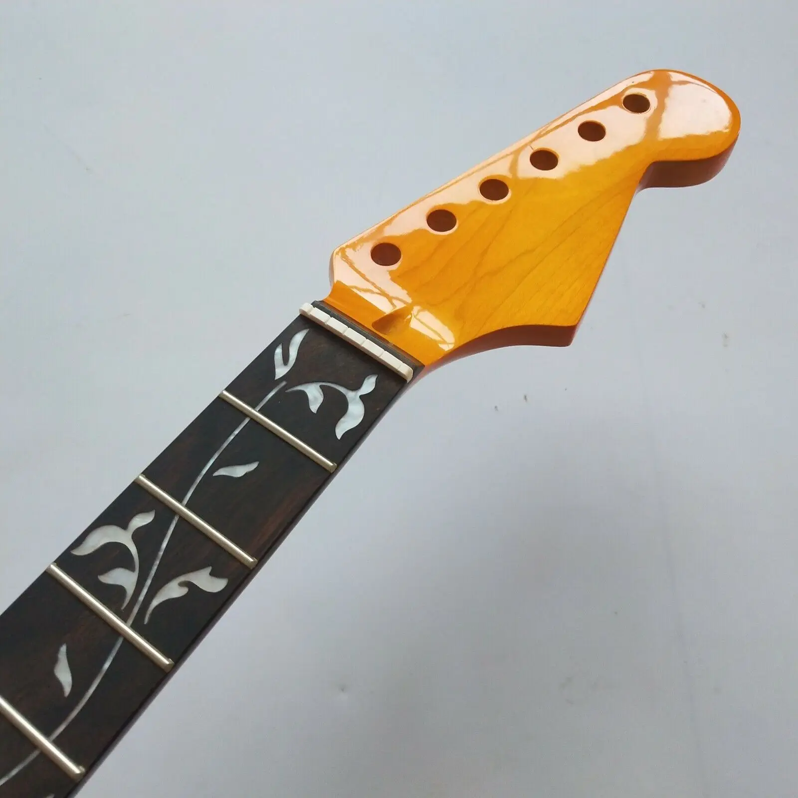 

Maple Guitar Neck 22 fret 25.5" Vine Inlay Rosewood Fretboard Yellow Gloss parts Last item available