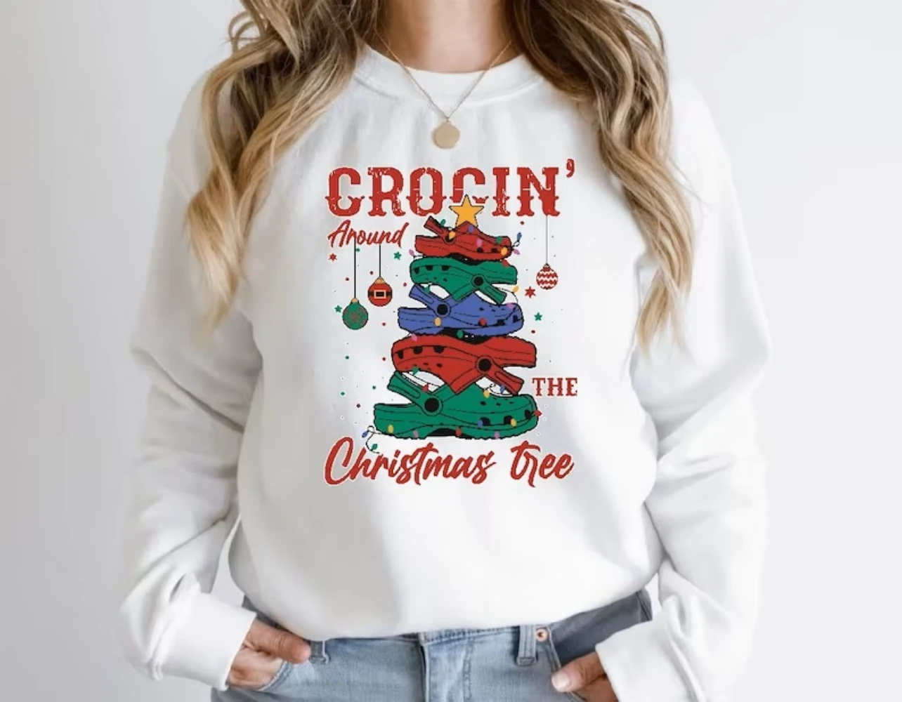 Crocin Around the Christmas Tree Sweatshirt Funny Nurse Christmas Pullover Top Coquette Trendy Crewneck Clothes Women Winter nurse anesthetist crna be nice to me i knock out people for a living socks christmas hiking boy socks women s