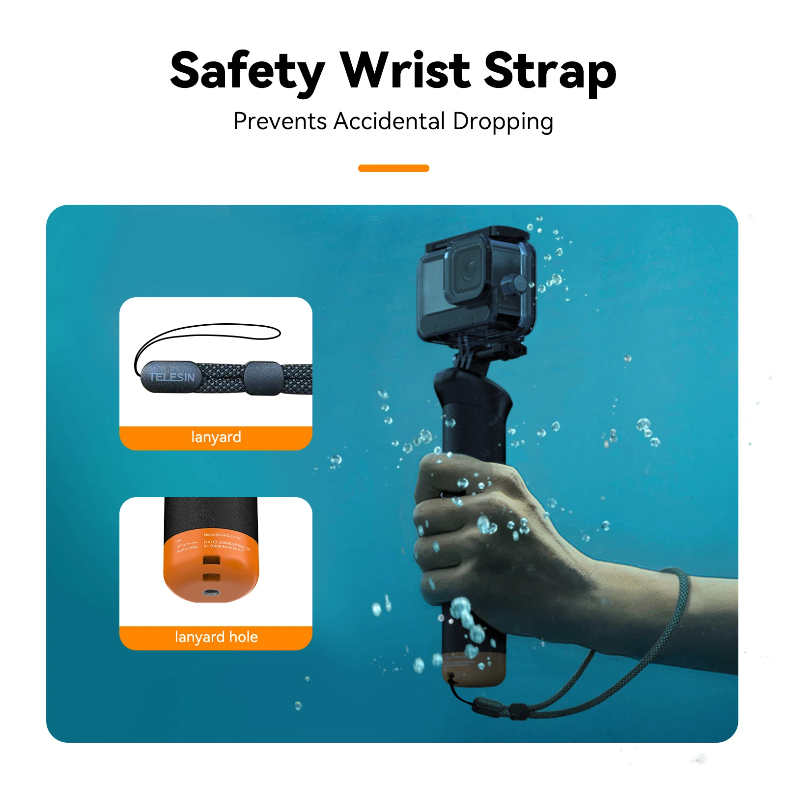 TELESIN Buoyancy Bar Floating Handgrip Selfie Stick with Remote