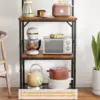 Kitchen Bakers Rack with Hutch, Coffee Bar Station 4 Tiers, Microwave Oven Stand with 6 S Hooks and Pegboard, Kitchen Microwave 6