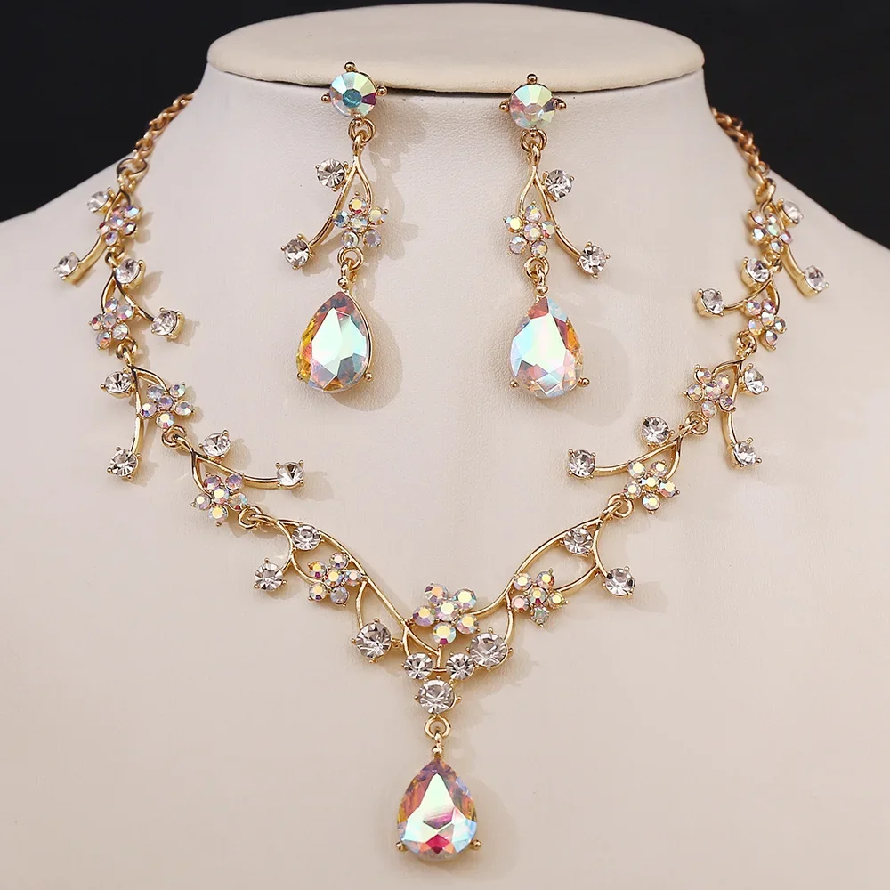 Весільні набори прикрас для наречених Набір прикрас для подружок нареченої Намисто та сережки зі стразами Набір аксесуарів для вечірки