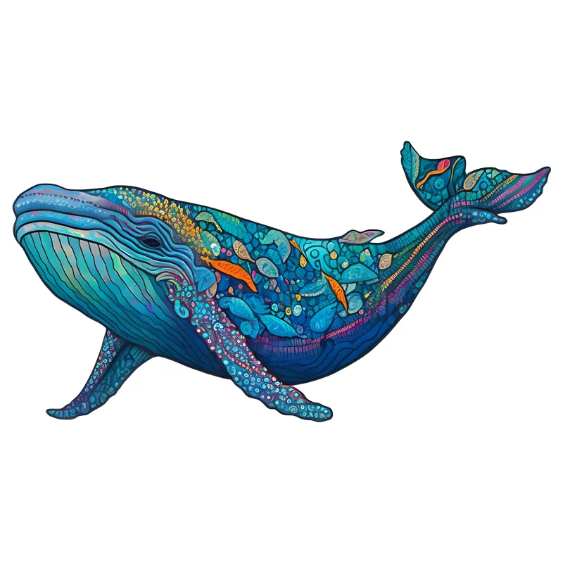 Whale 3d Jigsaw Wooden Animal Puzzles Toys Underwater World Fish Unique Puzzle Gift Interactive Games Educational Toy 4