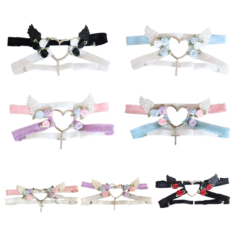 

Japanese Anime Cosplay Accessories Thigh Harness Leg Hoop with for Cross Pendant Dropship