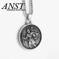 Travel Safe Compass St Christopher Stainless Steel Chain Necklaces for Men Fashion Jewelry Accessories 1