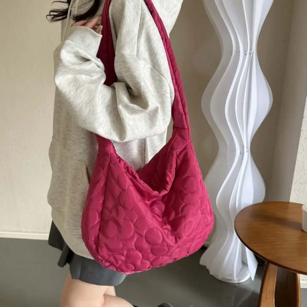 

Zipper Cloud Bubble Shoulder Bag Solid Color Large Capacity Space Cotton Underarm Bag Handbag Tote Bag Flower Message Bag