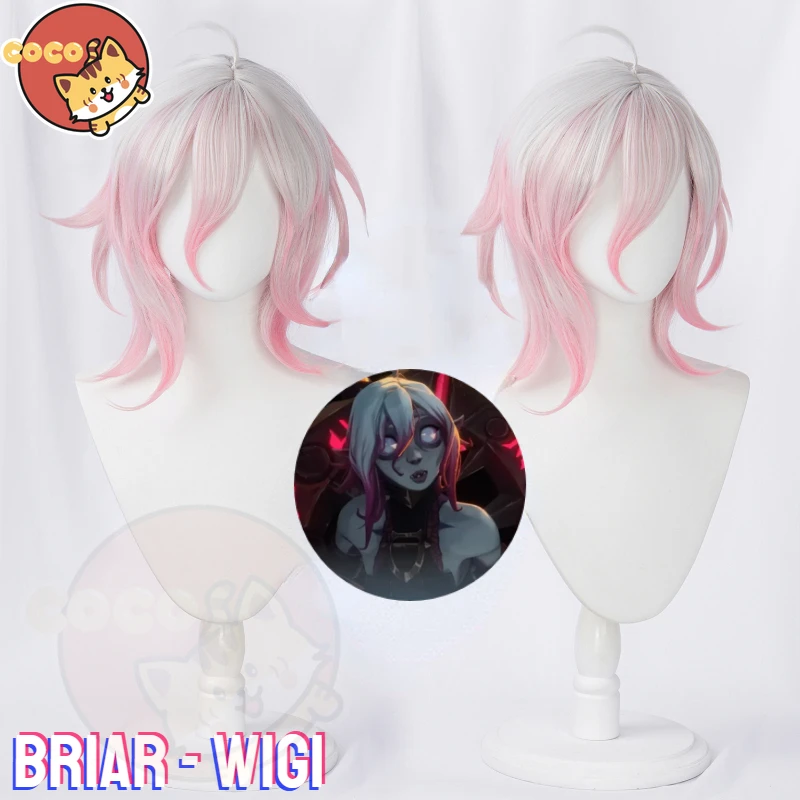 

Briar Cosplay Wig Game LOL The Restrained Hunger Cosplay Briar Wig White Mixed Pink Short Cosplay Wig CoCos