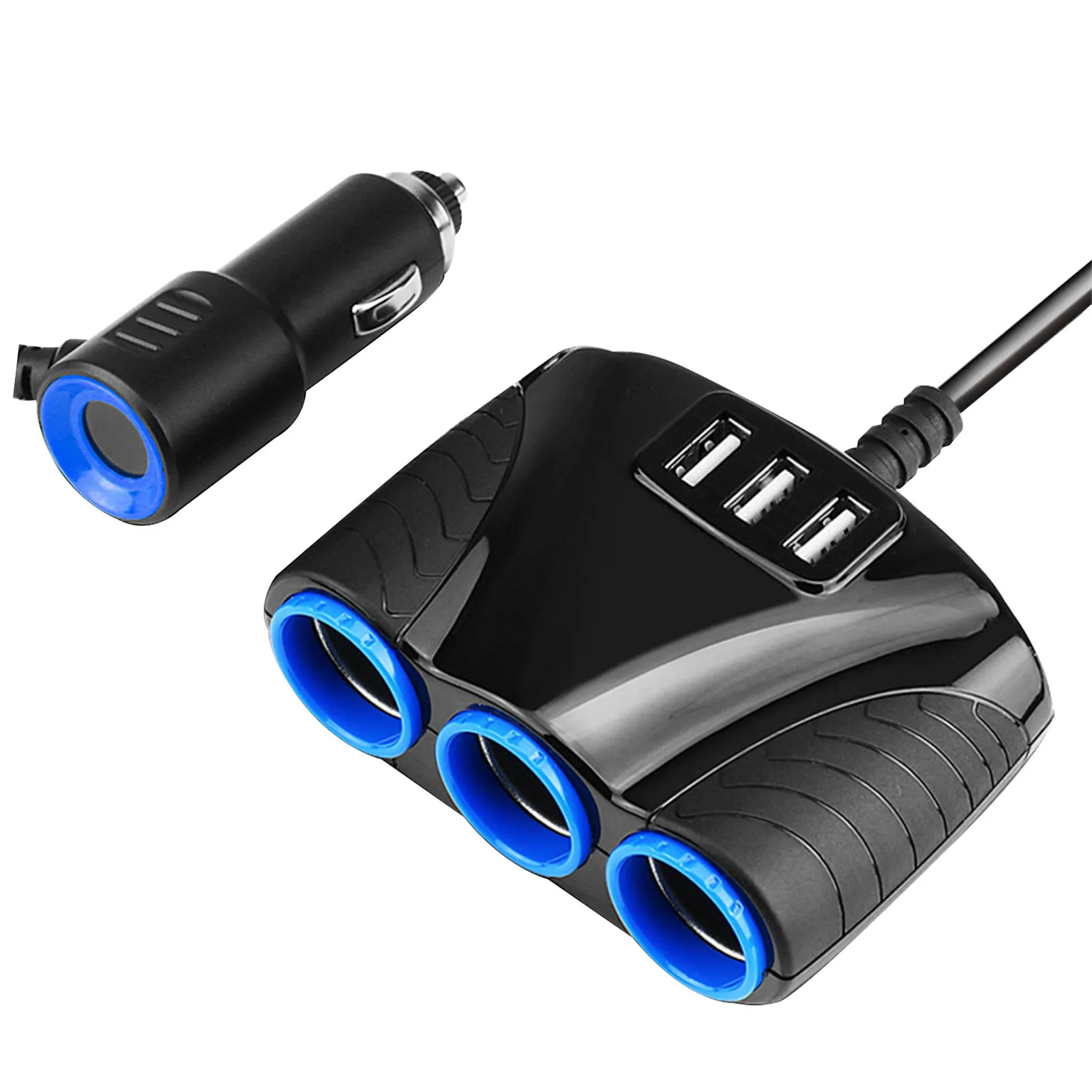 Car Mobile Phone 12V 24V Fast Charger With 3 Ports Plugin Cigarettes Lighter Socket Universal Auto Phone Accessories