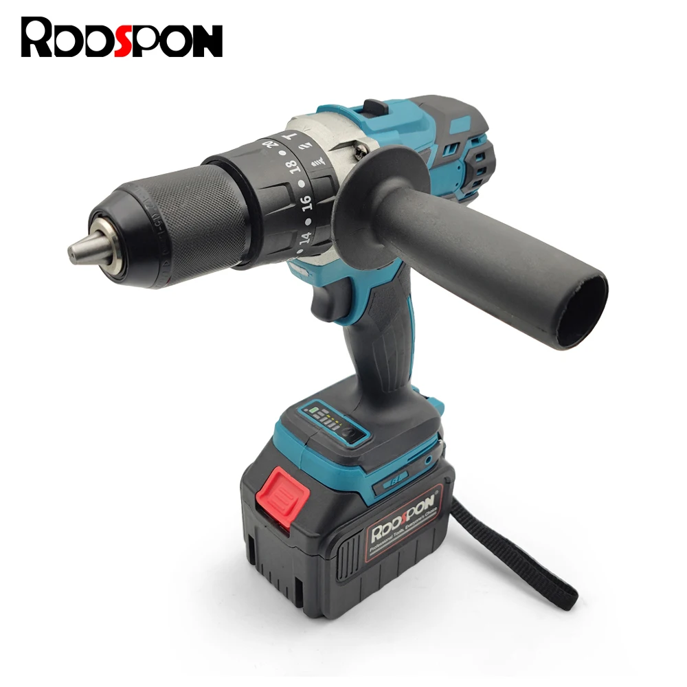 

Brushless Impact Drill 21V 4000Ah 6000Ah Wireless Battery Cordless Electric Screwdriver 13MM Chuck Power Tools with Drill Bits