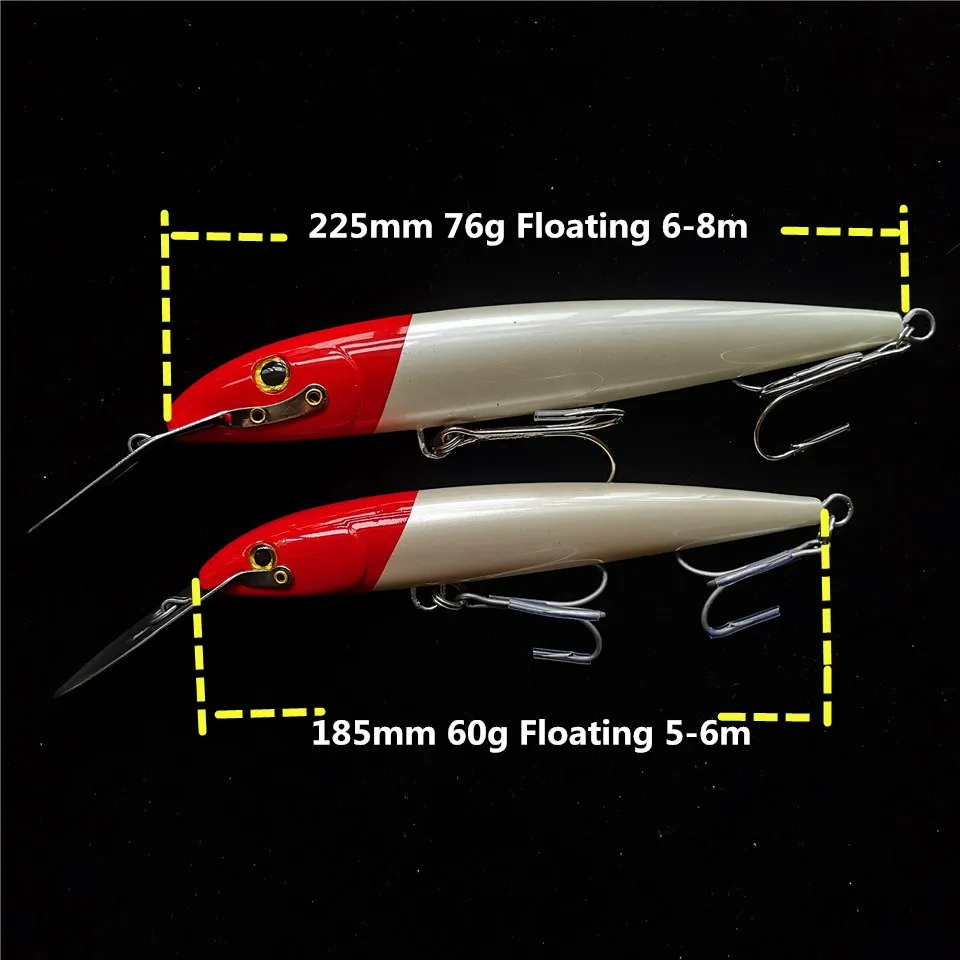 Swolfy Trolling Casting Minnow Fishing Lure 185mm 60g 225mm 76g Lure  Artificial Hard Bait for Sea Boat Fishing Lures