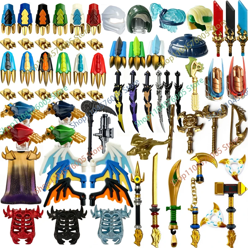 MOC Anime Krieger Zubehör Bausteine Drachenflügel Krallenrüstung Messer Goldumhang Klingenschutz Schulterrüstung Geschenk Baustein T29