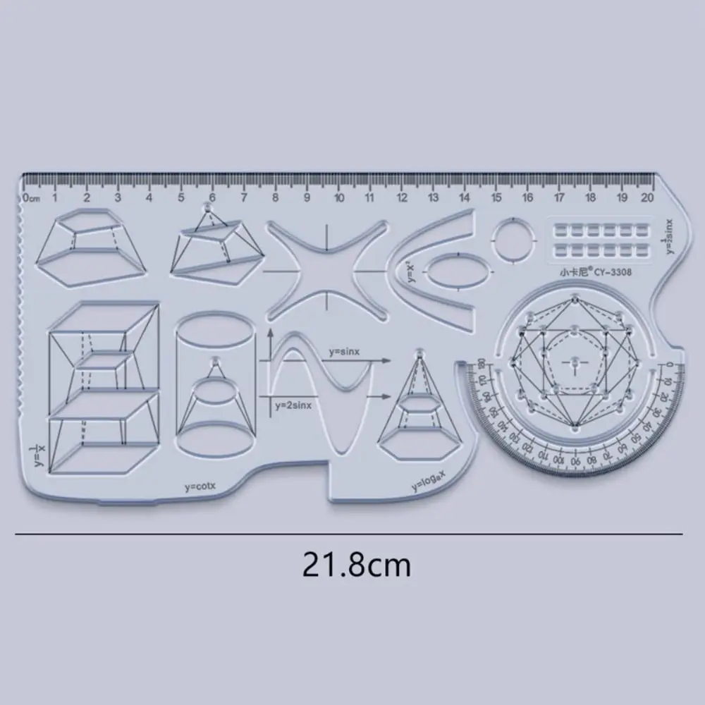 Multi-function Drawing Ruler Set Geometric Figure Ruler High School Mathematics Template Cute With Holes