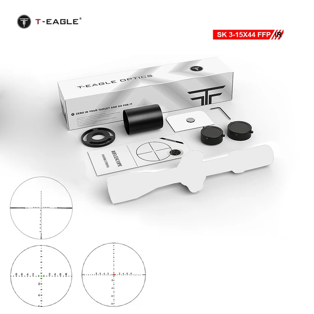 T-Eagle SK 3-15x44 FFP IR Hunting Rifle Scope First Focal Plane Riflescopes Tactical Glass Etched Reticle Optical Sights