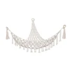 Boho Plush Toy Hammock Triangular Shape Hanging Mesh Storage Basket Cotton Tassels Wall Net for Bedroom Living Room 6