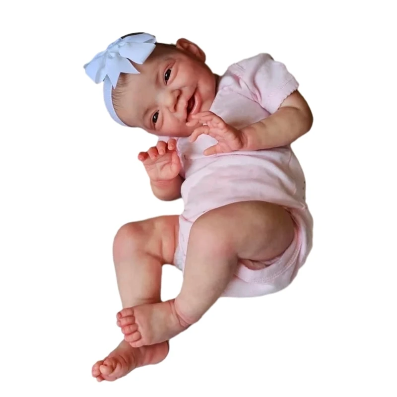 Reborns with Bowknot Headband Simulation Baby Girl Toy Reborns Jumpsuit Body Kid Jumpsuit Girl gender reveal halter side maternity photography dresses jumpsuit photoshoot baby reveal gown pink blue boy or girl pregnancy