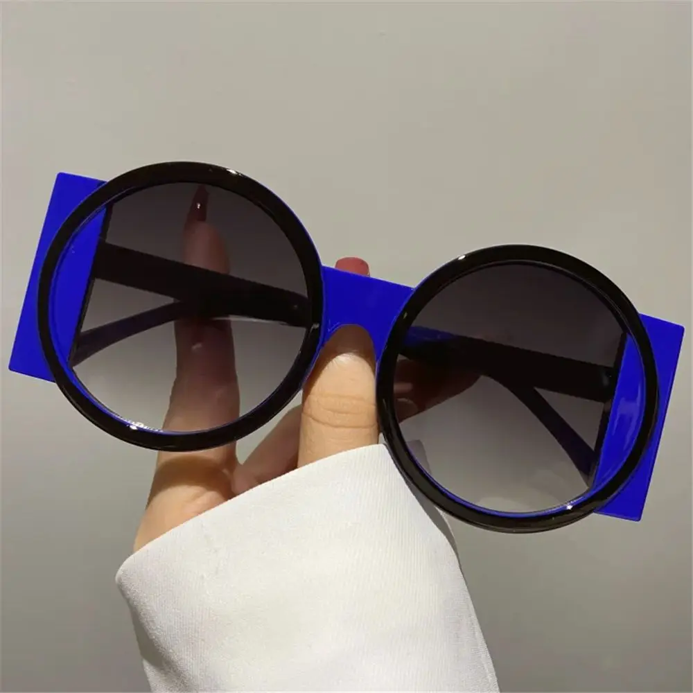 Mode übergroße runde Sonnenbrille Frauen Kontrast farbe Farben uv400 Retro einzigartige Männer Trend Gradient Radfahren Sonnenbrille – Detail 12