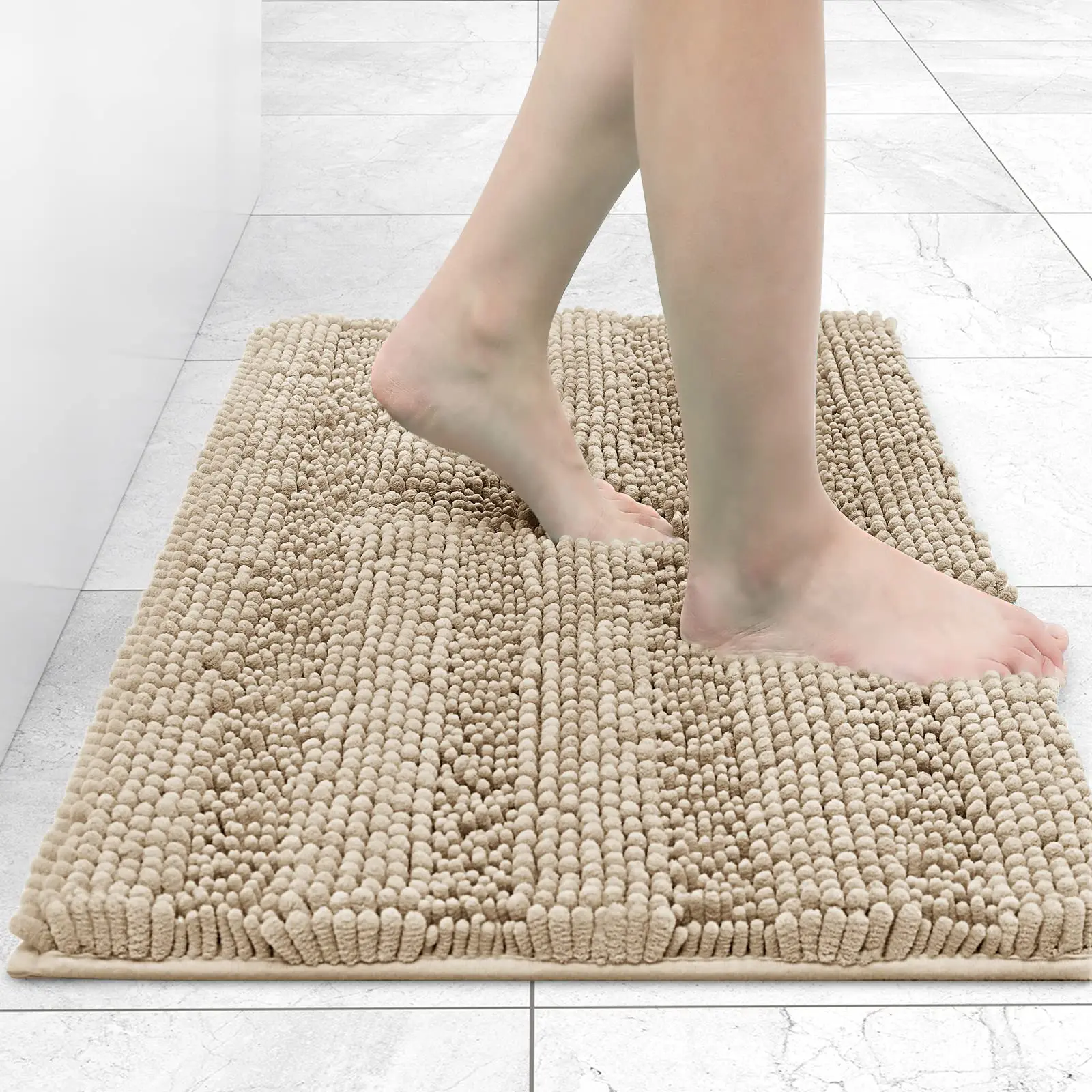 Homaxy Chenille Striped Bath Mat Absorbent Quick Dry Floor Decoration  Shaggy Shower Pad Soft Plush Carpet Anti-Slip Bathroom Rug - AliExpress