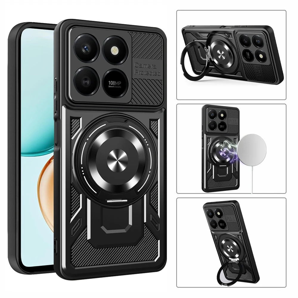 Shockproof Armor Magnetic Ring Case with Magsafe Wireless Charging Compatibility