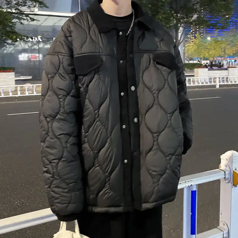 Corduroy Winter Coat Men Puffer Jacket Autumn and Winter New Korean Style Long Over-the-knee Cotton Padded Keep Warm