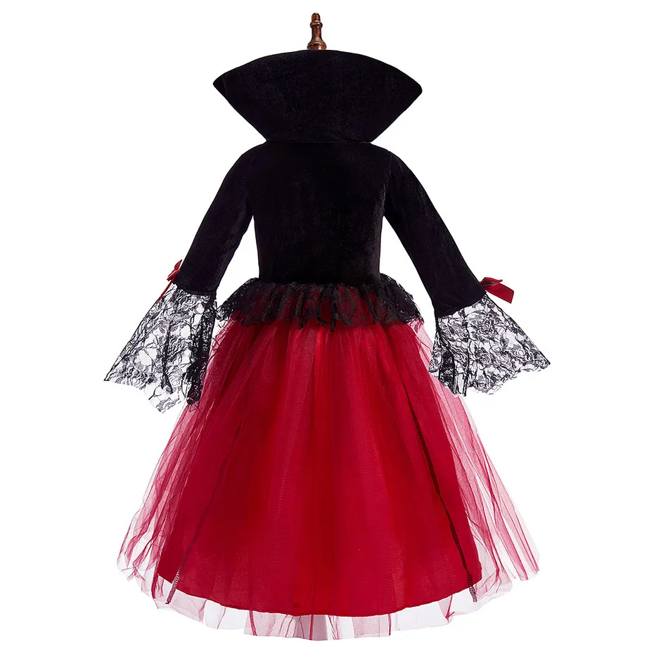 Costume Da Strega Per Bambine, Vestito Lungo Nero E Rosa Con Maniche Lunghe, Per Halloween E Festa Di Compleanno, Taglie 3-8 Anni