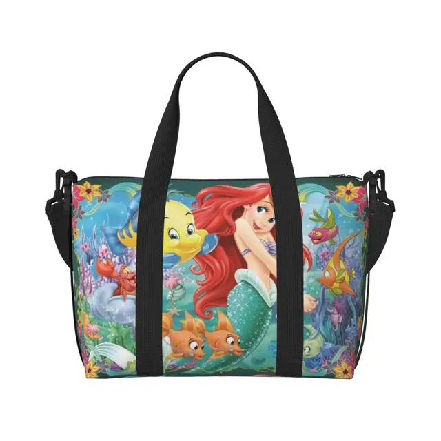 Custom Little Mermaid Ariel Cartoon Tote Bag Women Large Capacity