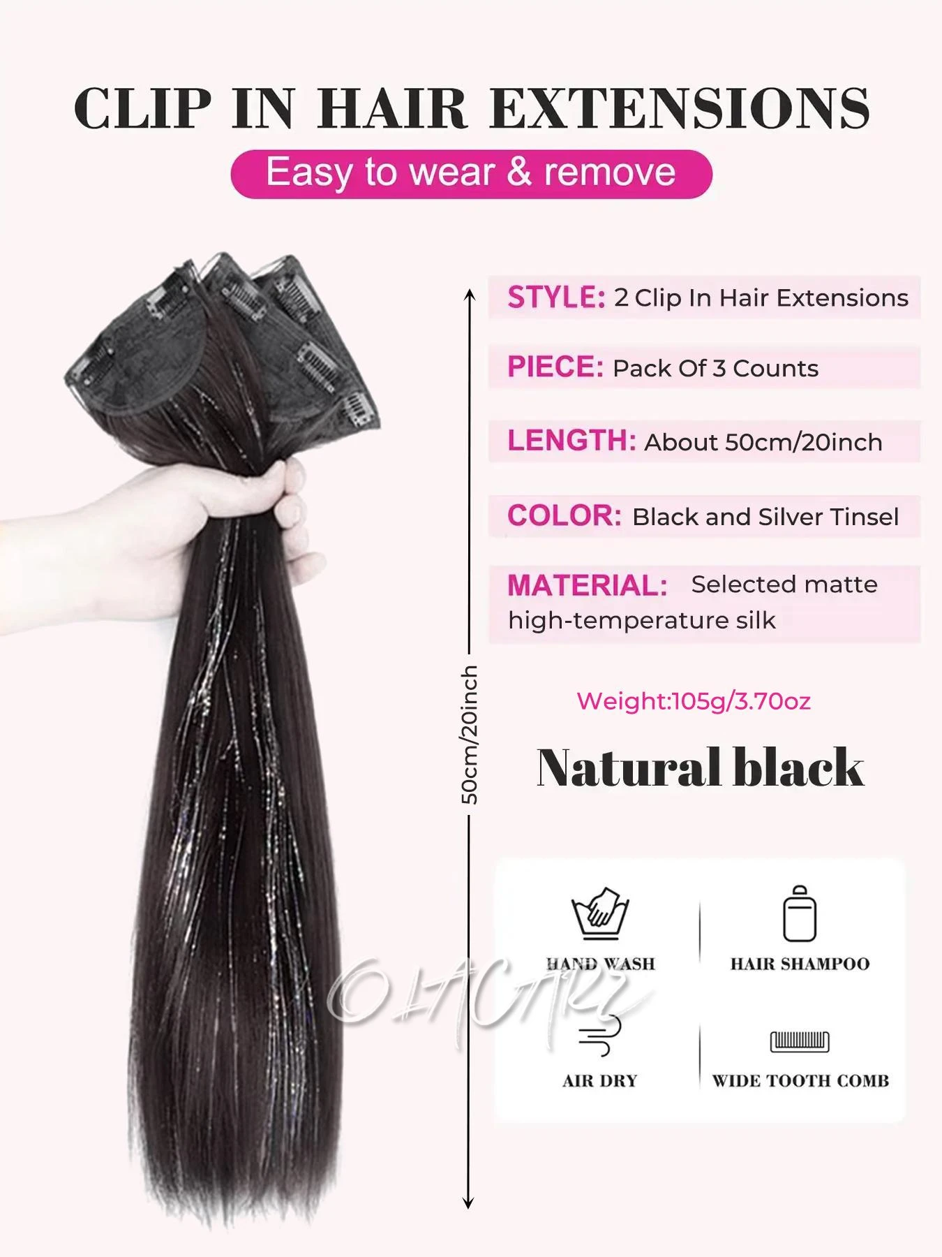 Synthetic Clip In Hair Extensions For Women Natural Fake Hairpieces