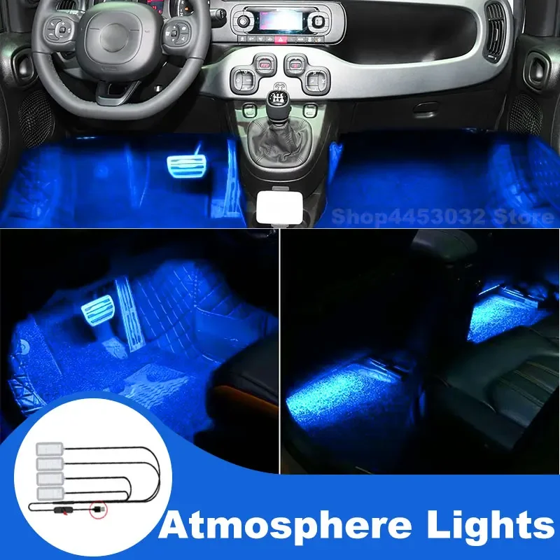 Luci Interne Usb Per Fiat 500 500L 500X 500E 500C Bravo 1 2 Panda 2 3 Led Foot Ambient Light Interieurs Voiture Blue