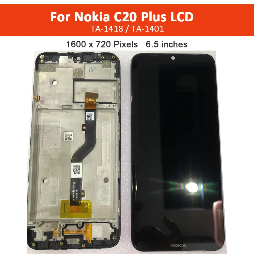 

6.5" Original LCD Display For Nokia C20 Plus LCD TA-1388 TA-1380 Touch Screen Digitizer Assembly with Frame For Nokia C20Plus