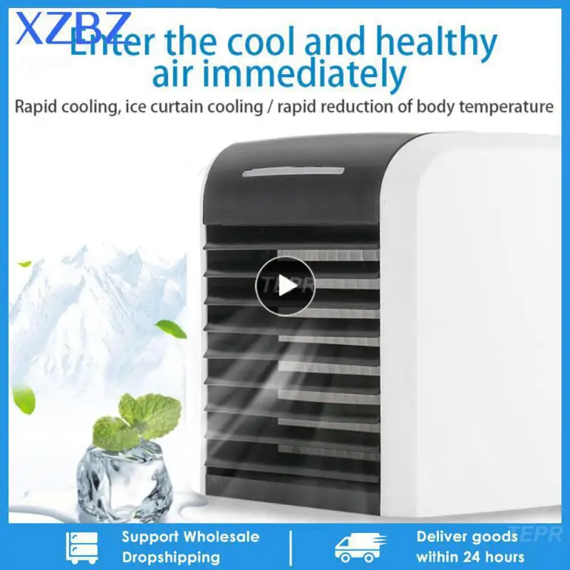 

Portable Air Conditioner Mini Evaporative Air Cooler Personal Rechargeable USB Fan Quiet Desk Fan With 2 Speeds For Home Office