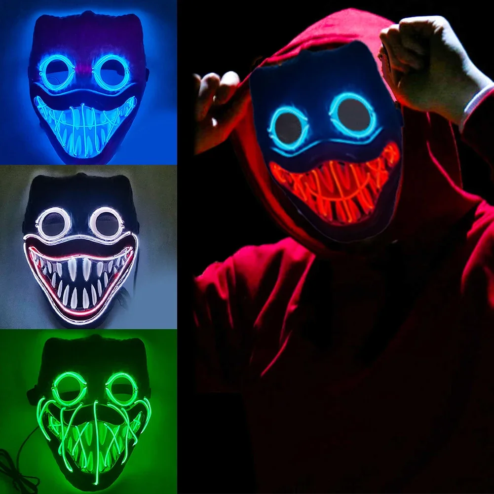 

Halloween Neon Led Purge Masque Party Luminous Funny Masks Cosplay Costume Supplies Cyberpunk Full Face Horror Mask Make Up
