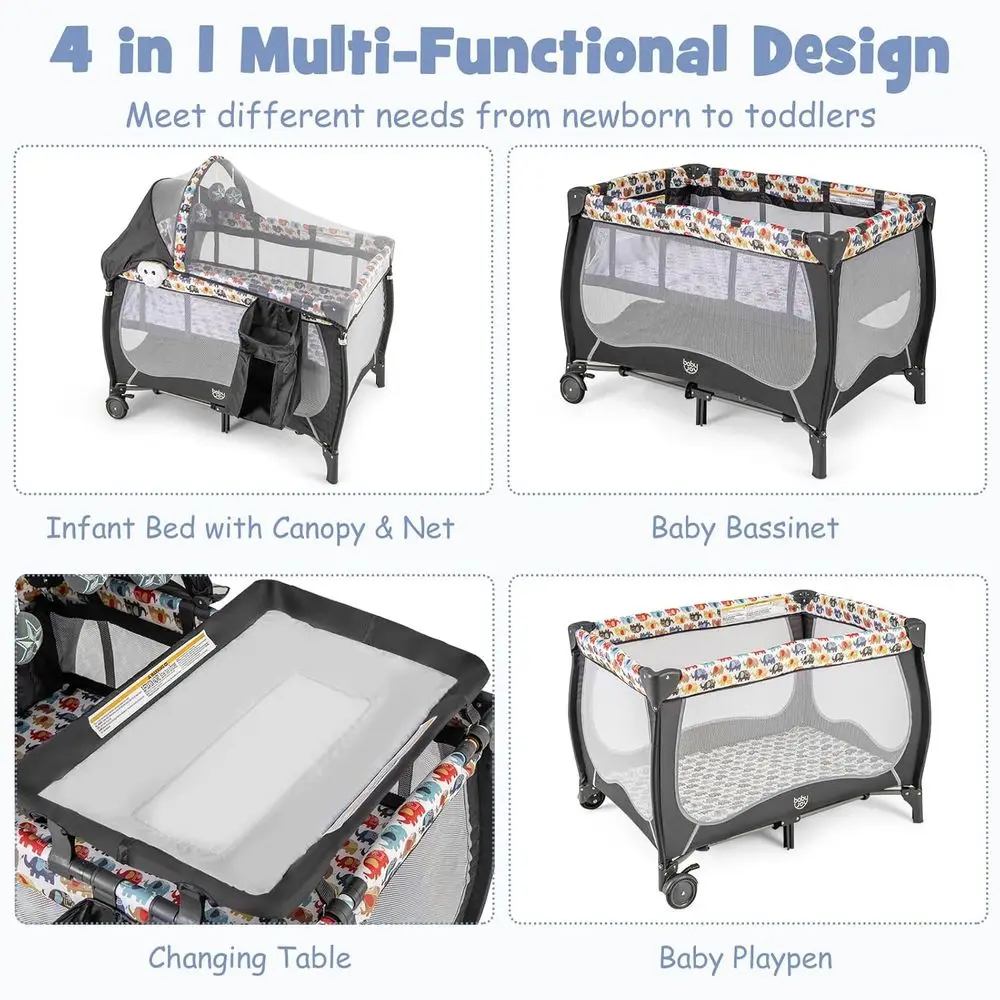 Portable Baby Play yard with Bassinet 2